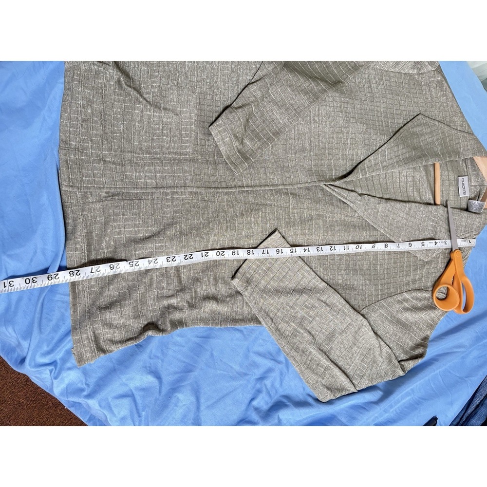 Chico's Women's Collared Open Front Lightweight Gray Geometric Jacket Size 3 - Picture 4 of 6